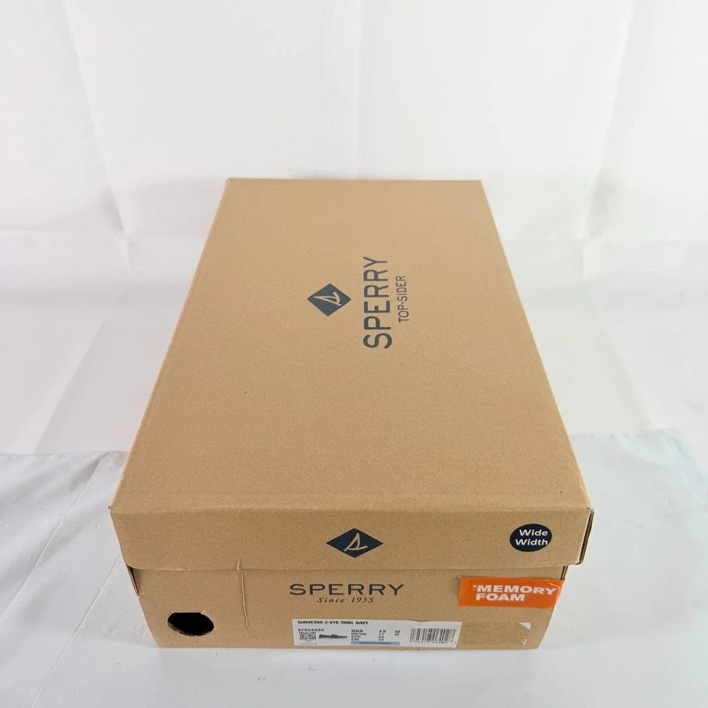 Sperry Surveyor 2-Eye Navy Blue Leather Boat Shoes Men's 12 W New in Box
